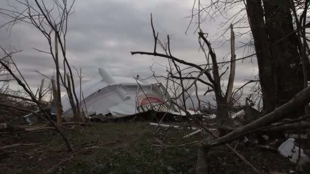Мэйфилд Кентукки Торнадо Повреждения Опустошение Города Района После Шторма — стоковое видео