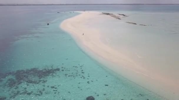 Klättring Reträtt Antenn Avslöjar Fantastisk Sand Utanför Zanzibar — Stockvideo