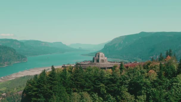 Monumento Aéreo Oregon Rio Columbia Drone Jib — Vídeo de Stock