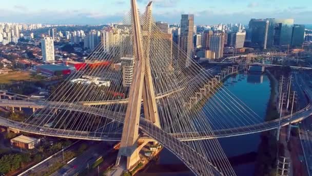 Vista Aérea Del Paisaje Urbano Del Centro Sao Paulo Brasil — Vídeos de Stock