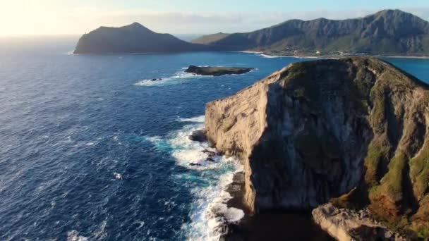 Drone Voando Acima Piscinas Marés Secretas Uma Ilha Uniabitada Hawaii — Vídeo de Stock