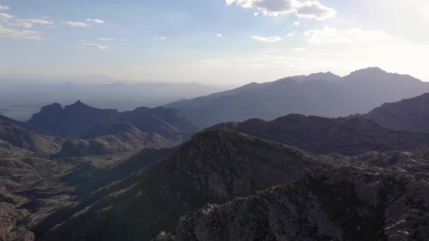 Drone Gira Torno Monte Lemmon Tucson Arizona Durante Hora Ouro — Vídeo de Stock