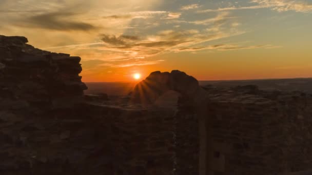 Sol Põe Atrás Arco Castelo Monsaraz — Vídeo de Stock