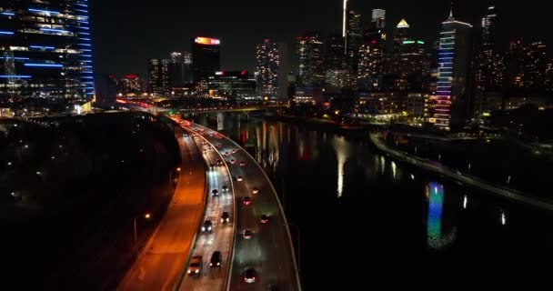 Schuylkill Express Trafic Philadelphie Établissement Aérien Prise Vue Nuit Belle — Video