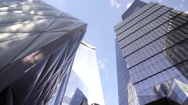 Affärs Och Finanskoncept Utsikt Över Modern Kontorsbyggnad Arkitektur New York — Stockvideo