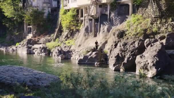 Yoshida River Caldo Tardo Pomeriggio Summer Day Gifu Gujo Hachiman — Video Stock