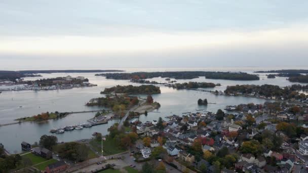 Letecký Pohled Ostrovy Město Portsmouth New Hampshire Usa Zpětný Záběr — Stock video