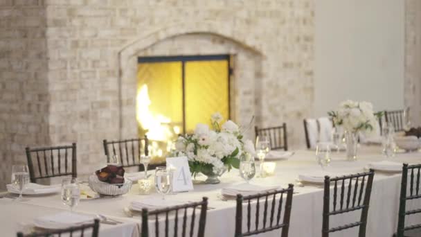 Lieu Mariage Intérieur Tables Manger Préparées Pour Les Invités Par — Video