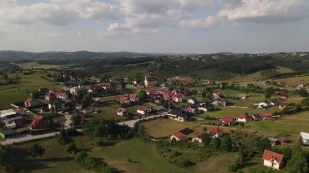 Idylická Krajina Srbska Drone Aerial View Mackat Village Zlatibor Region — Stock video