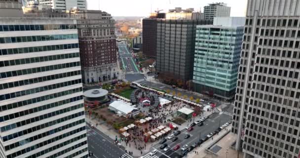 Love Park Havadan Görünüşü John Kennedy Plaza Şehir Merkezindeki Halk — Stok video