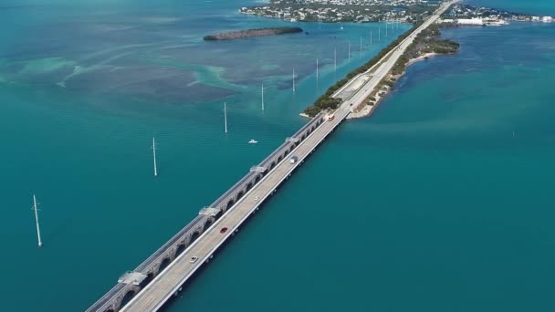 Key West Mile Bridge Florida Keys Estados Unidos Vista Aérea — Vídeo de Stock