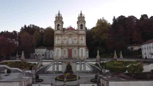 Filmati Aerei Braga Portogallo Gesù Monte Antica Cattedrale — Video Stock