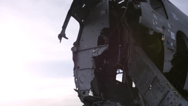 Vista Della Fusoliera Aereo Precipitato Aereo Distrutto Dopo Incidente Slheimasandur — Video Stock