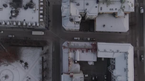 Vista Aérea Centro Edifícios Sundsvall Durante Temporada Inverno — Vídeo de Stock