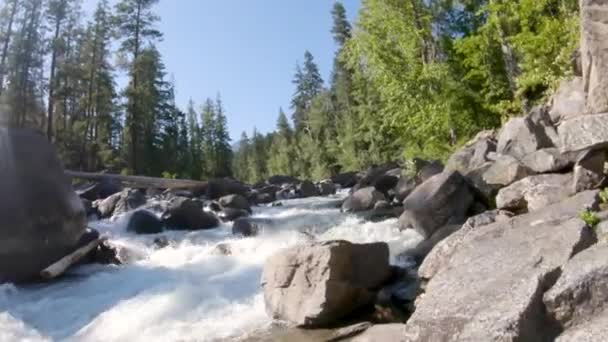 Low Angle Pov Push Peids Icicle Creek Leavenworth Washington — Stock video