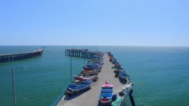 Porto Caleta Meguellines Constitucion Chile Drone Tiro Dia Ensolarado Com — Vídeo de Stock