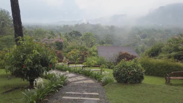 Misty Borobudur Tempel Sett Utifrån Dagi Hill Magelang Central Java — Stockvideo