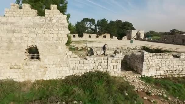 Antipatris Erőd Yarkon Nemzeti Park Tel Afek Nagyítsd Drónfelvételeket — Stock videók