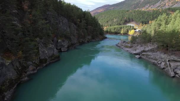 Veduta Aerea Del Fiume Turchese Norvegia — Video Stock