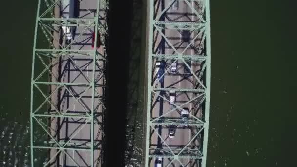 Top Antenn Bridge Förbinder Trafik Från Vancouver Washington Till Portland — Stockvideo