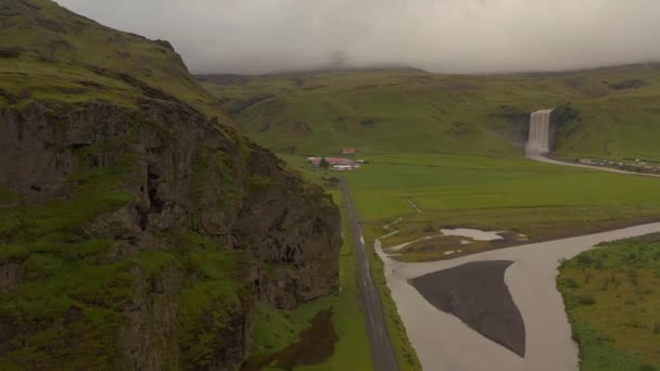 Landskap Vattenfall Och Landskap Island Sommaren — Stockvideo