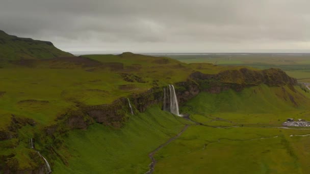 Krajobrazy Wodospady Krajobrazy Islandii Latem — Wideo stockowe