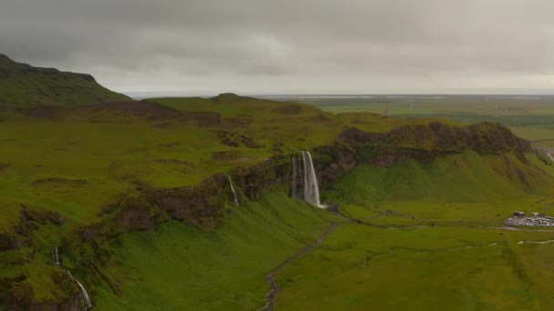 Landschappen Watervallen Landschappen Van Ijsland Zomer — Stockvideo