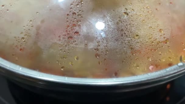 Frango Fritar Fritar Frigideira Refeição Cozinhar Fogão — Vídeo de Stock
