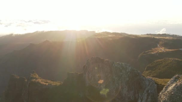 Epiche Riprese Droni Corsa Fpv Madeira Portogallo Durante Alba Drone — Video Stock