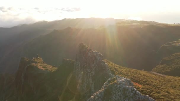 Epiche Riprese Droni Corsa Fpv Madeira Portogallo Durante Alba Drone — Video Stock