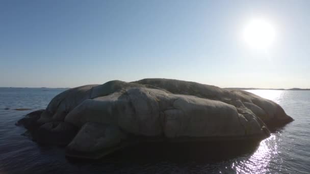 Shot Big Lonely Rock Blue Ocean Sea Gotheby Sweden — стоковое видео