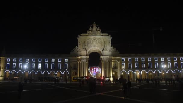 Niesamowity Łuk Rua Augusta Praca Comercio Centrum Lizbony Sezonie Wakacyjnym — Wideo stockowe