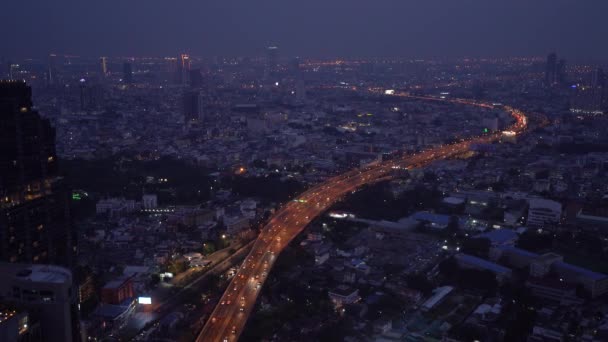 Drukke Stad Landschap Verkeer Van Bangkok Thailand Avond Luchtfoto — Stockvideo