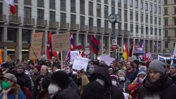 Grupos Extrema Direita Marchando Marcha Vax Viena Áustria — Vídeo de Stock