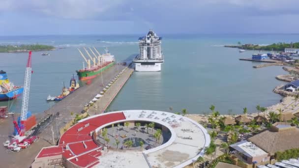 Вид Воздуха Порт Тайно Бей Пуэрто Плата Доминиканская Республика — стоковое видео