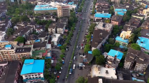 Flygfoto Över Gator Förorten Vasai Mumbai Indien Drönare Skott — Stockvideo