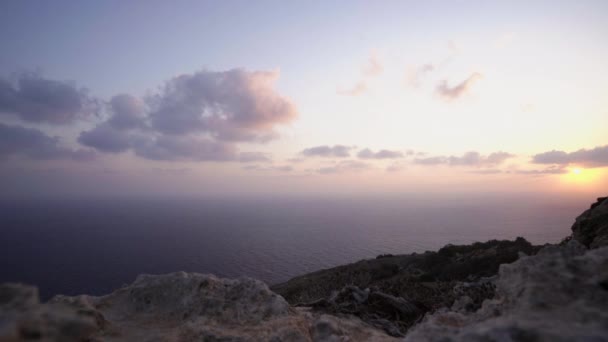 Dramatische Zonsondergang Boven Middellandse Zee Malta Tijdsverloop — Stockvideo