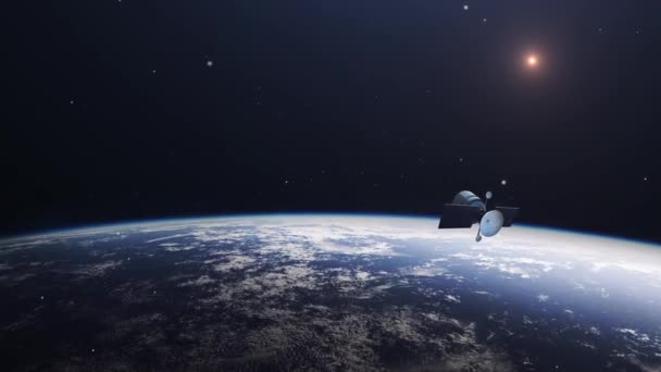 Satélite Espaço Acima Superfície Terra — Vídeo de Stock