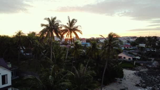 Solopgang Bag Palmer Vietnamesiske Huse Med Fransk Arkitektur Mui – Stock-video