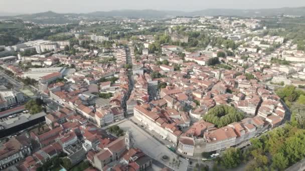 Vista Alta Guimaraes Paesaggio Urbano Orbita Aerea Panorama Portogallo — Video Stock