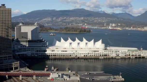 Vancouver Gözcüsünün Gastown Vancouver Kanada Daki Liman Merkezindeki Manzarası — Stok video