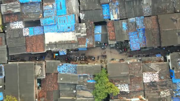 Dharavi India Bigest Slum Drone Вистрілив Рано Вранці Covid Зверху — стокове відео