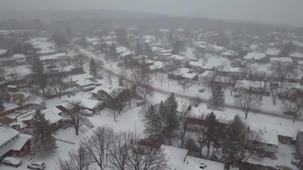 Zimní Letecký Pohled Zasněžené Domy Rezidenční Komunitě — Stock video