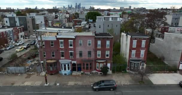 Aerial Unsafe Mengutuk Perumahan Amerika Serikat Kemiskinan Perkotaan Amerika Sampah — Stok Video