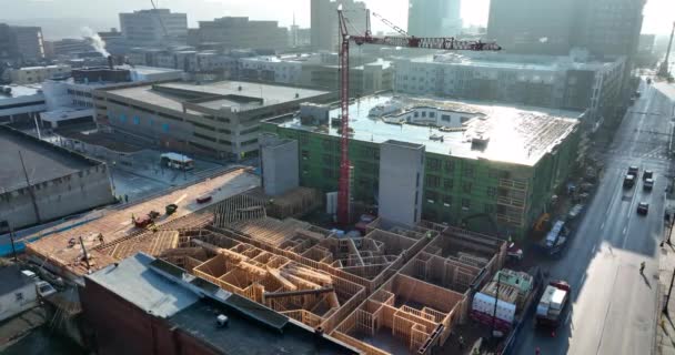 Grue Construction Pour Les Nouvelles Infrastructures Construction Croissance Centre Ville — Video