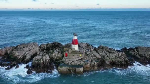 Muglins Lighthouse Dublin Ireland December 2021 Drone Gradually Orbits Northwest — Stock Video