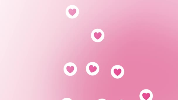 Pink hearts rising against light pink background. Animation