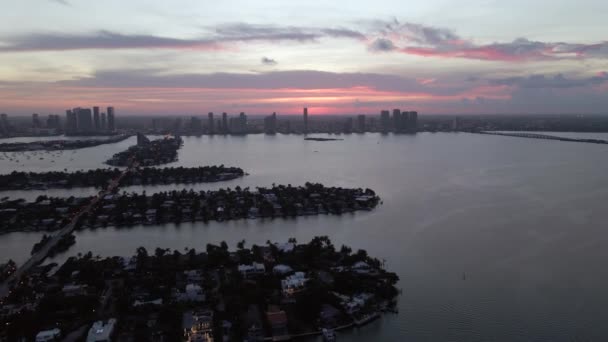 Západ Slunce Nad Benátskými Ostrovy Edgewater Miami Hranicemi — Stock video