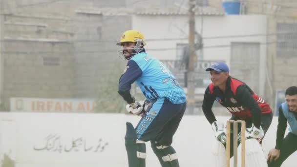 Cricketer Batsman Hitting Ball Game Karachi Slow Motion — Stock Video