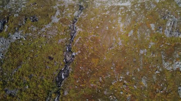 북극의 아름다운 산봉우리들 사이에 호수에서 흐르는 강물의 — 비디오